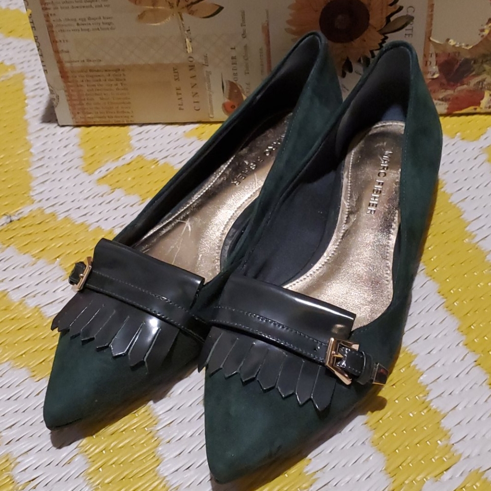 Green suede shoes